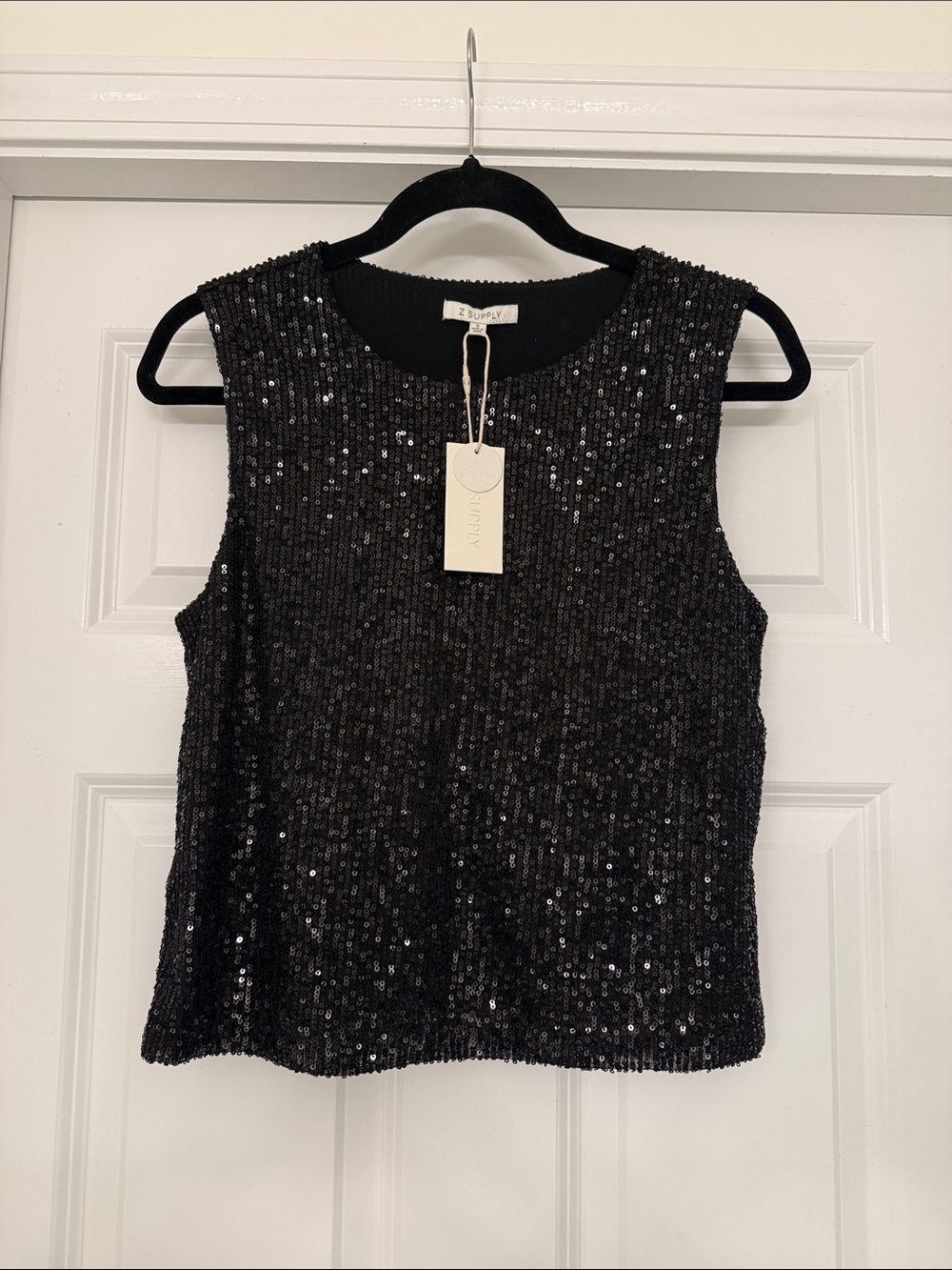 Z Supply Party Black Sequin Sleeveless Tank